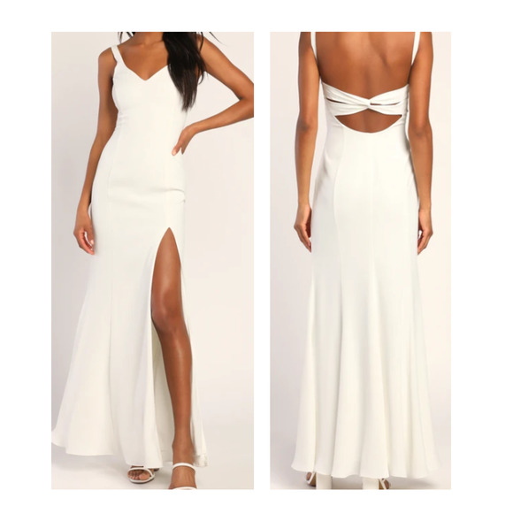 LULU'S XL Eternal Adoration White Sleeveless Backless Mermaid Maxi Dress B156 - Picture 1 of 11